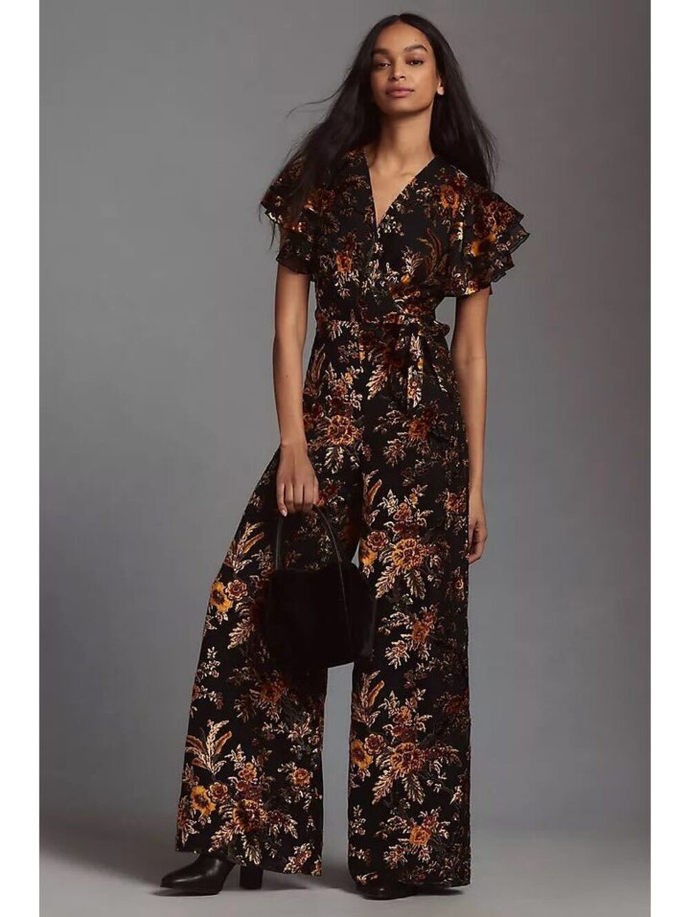 Anthropologie Hutch Floral Wrap-Front Jumpsuit Size 12